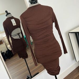 NWT New Chocolate Brown Bodycon MIDI Dress S